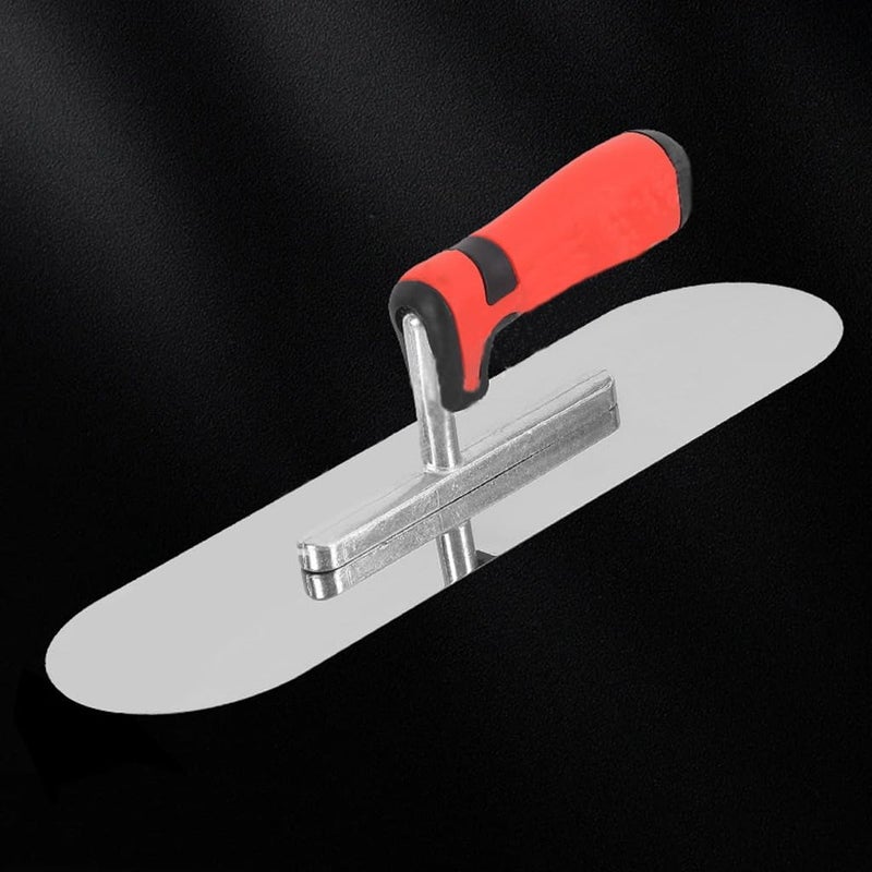 ESreake Concrete Tools Stainless Steel Pool Trowel, 10" x 3" Masonry Hand Tool with Soft Grip Handle, Lightweight, Plastering Trowel for Drywall Plastering Construction, Round End (Small:10"L x 3"W) - Image 4